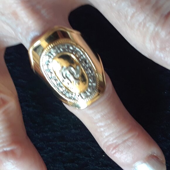 Vintage Gold Ring With Silver Accents - Picture 2 of 12
